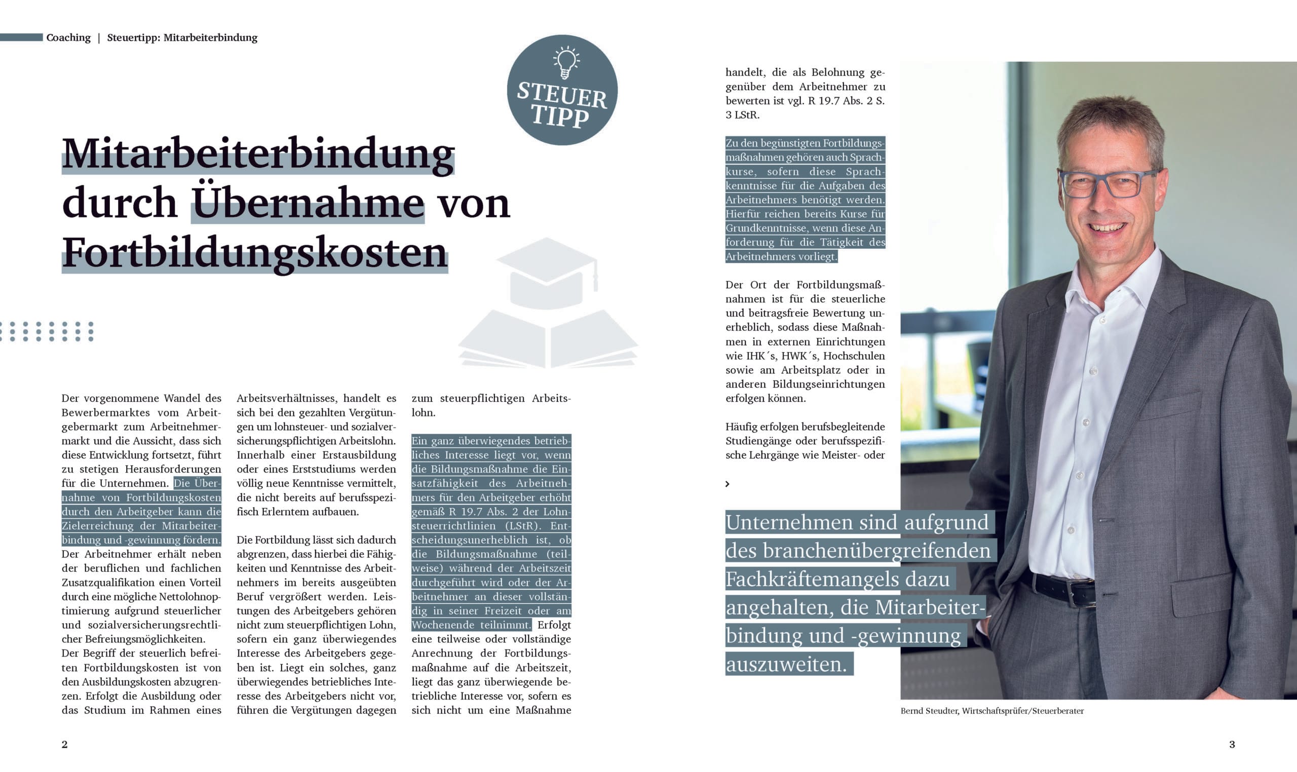 Mitarbeiterbindung durch Übernahme von Fortbildungskosten